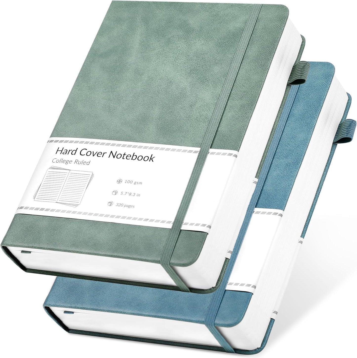 CAGIE Bullet Dotted Journal Notebook 320 Pages 100 GSM Paper Hardcover A5 Dot Grid Notebook Leather Journals for Writing Women Men Work Journaling, Green