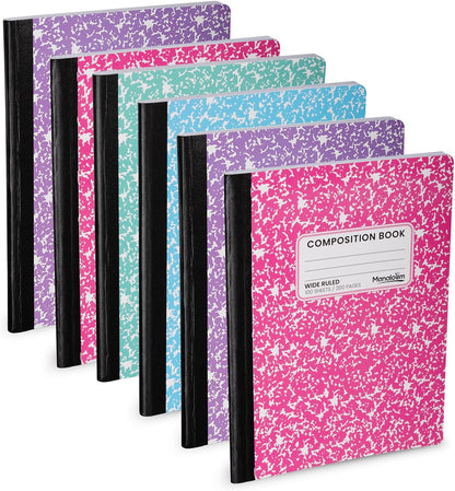 Manaloom Hardcover Wide Ruled Composition Notebook – Bright Colors, 100 Sheets, 200 Pages, 9.75 x 7.5 in – For School, Office, Note-Taking – 2 Pack