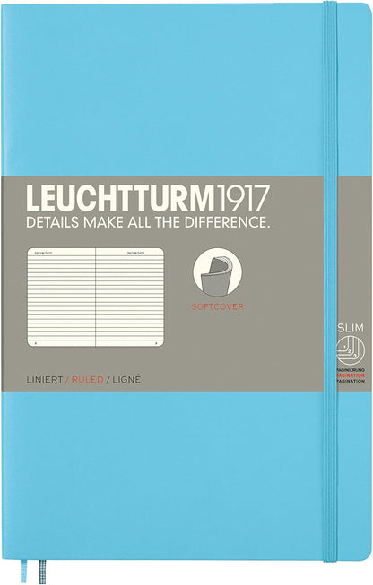 LEUCHTTURM1917 - Notebook Softcover Paperback B6+ - 123 Numbered Pages for Writing and Journaling (Ruled, Rising Sun)