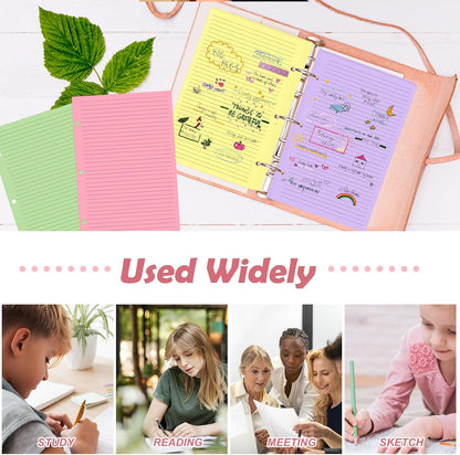 100 sheet Half Letter Graph Paper Refill 3 Hole Punch 5-1/2 x 8-1/2 College Ruled Grid Paper Pad Math Graph Paper Pad Colored Mini Binder Paper Planner Inserts Fits 3 Ring Binders For Office