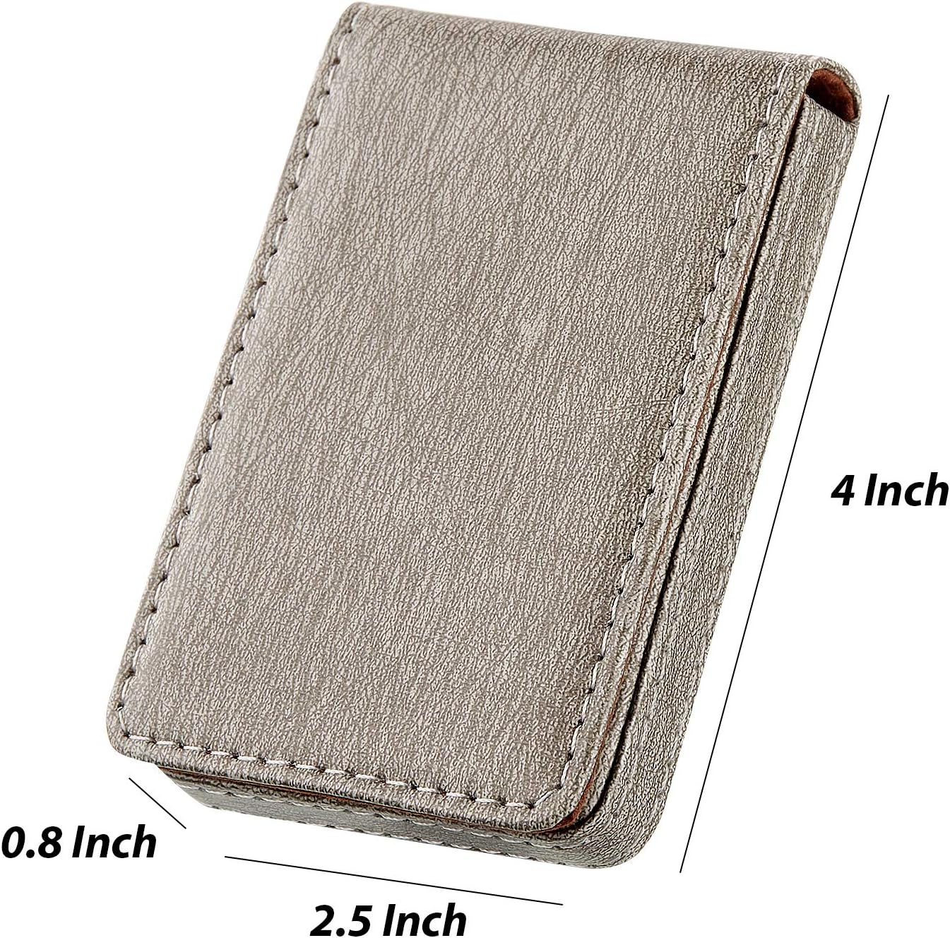 Outus 2 Pieces Business Card Holder, PU Leather Business Card Case Pocket Wallet with Magnetic Shut for Valentines Gift Men Women(Black and Coffee,Classic)