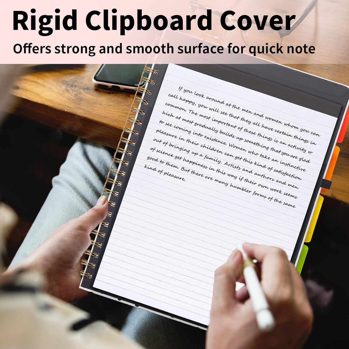 Sooez Clipboard with Refillable Notepad, Clipboard Folder with 10 Storage Pockets for Letter Size, Spiral Clipboard Notebook, Cute Portfolio for School Office Nursing