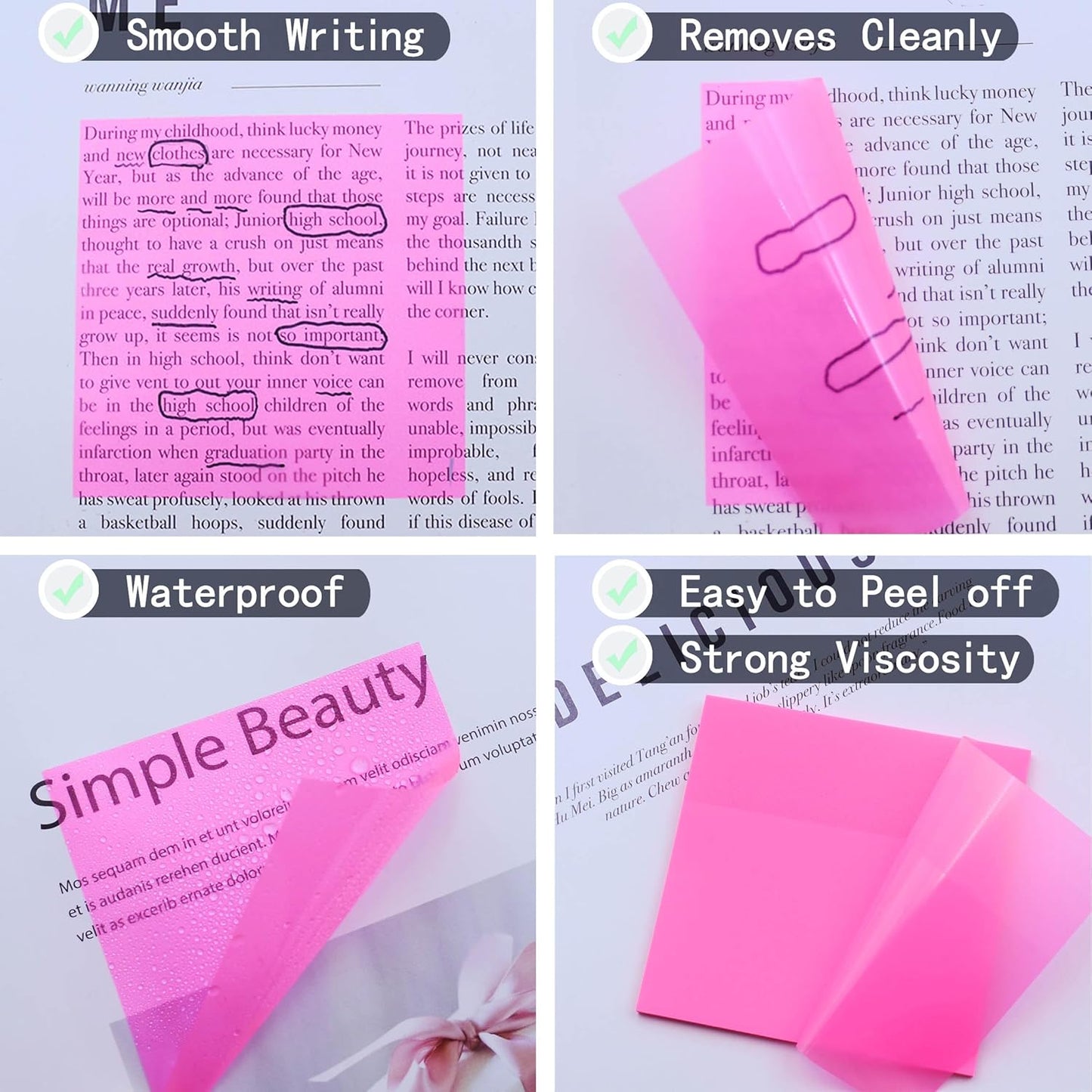 YOUDEFUL 1600pcs Translucent Sticky Note Tabs, Morandi Page Markers for Annotating Books,Repositionable Book Flags Tabs Strip with Binders, Clear Sticky Notes,Page Tabs,Index Tabs