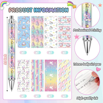 Ireer 8 Pcs Ballpoint Pens for Women 1.00 mm Cute Black Ink Pens Fine Point Smooth Writing for Journaling Aesthetic Office Supplies (Mahjong)