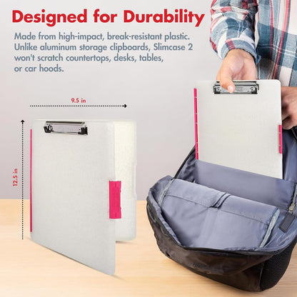 Dexas Slimcase 2 Plastic Clipboard with Storage and Side Opening, Black, Office Supplies Clipboards to Organize, Carry and Store, A4 Holder, Style and Functionality Nursing Clipboards