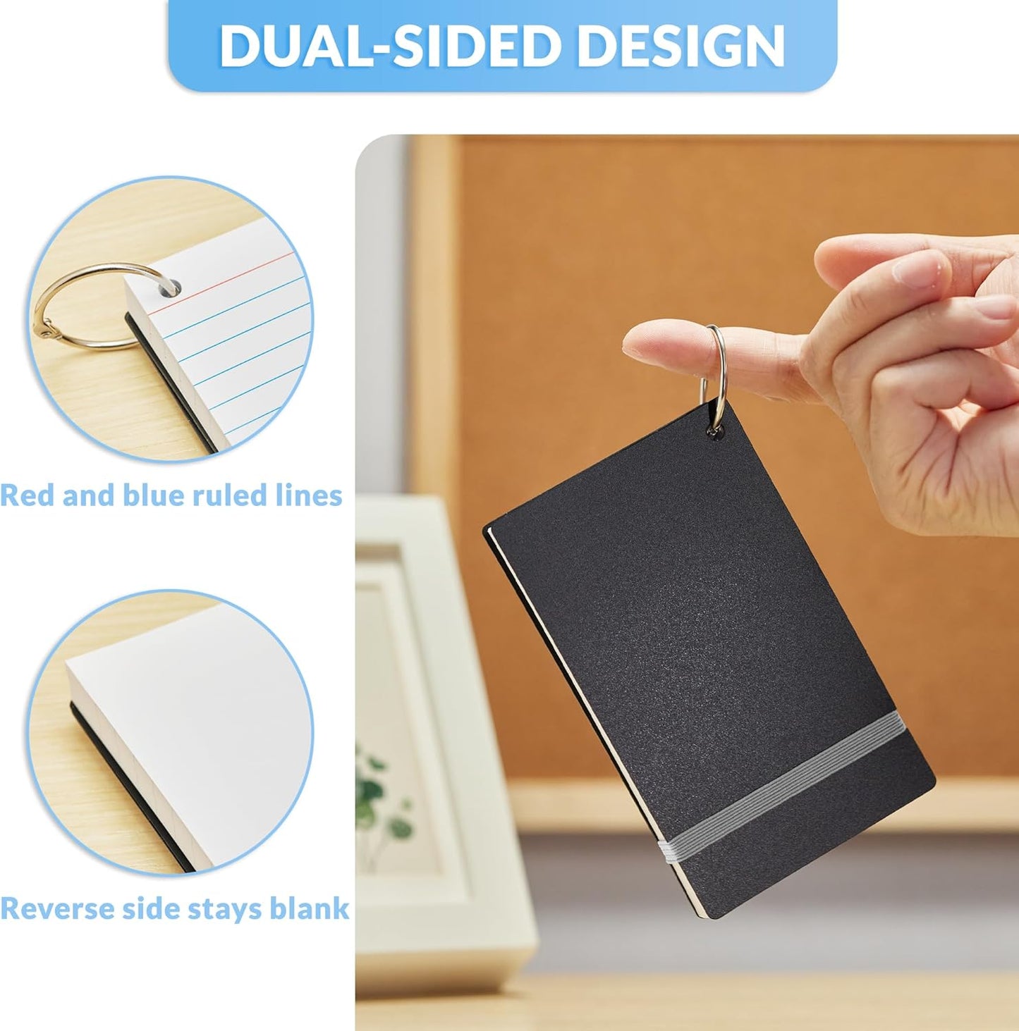 NEEWAY Heavy Weight Colored Ruled Index Cards 3x5, 200 Count Flash Cards with Rings and Cover, Lined Note Cards for Home, Office