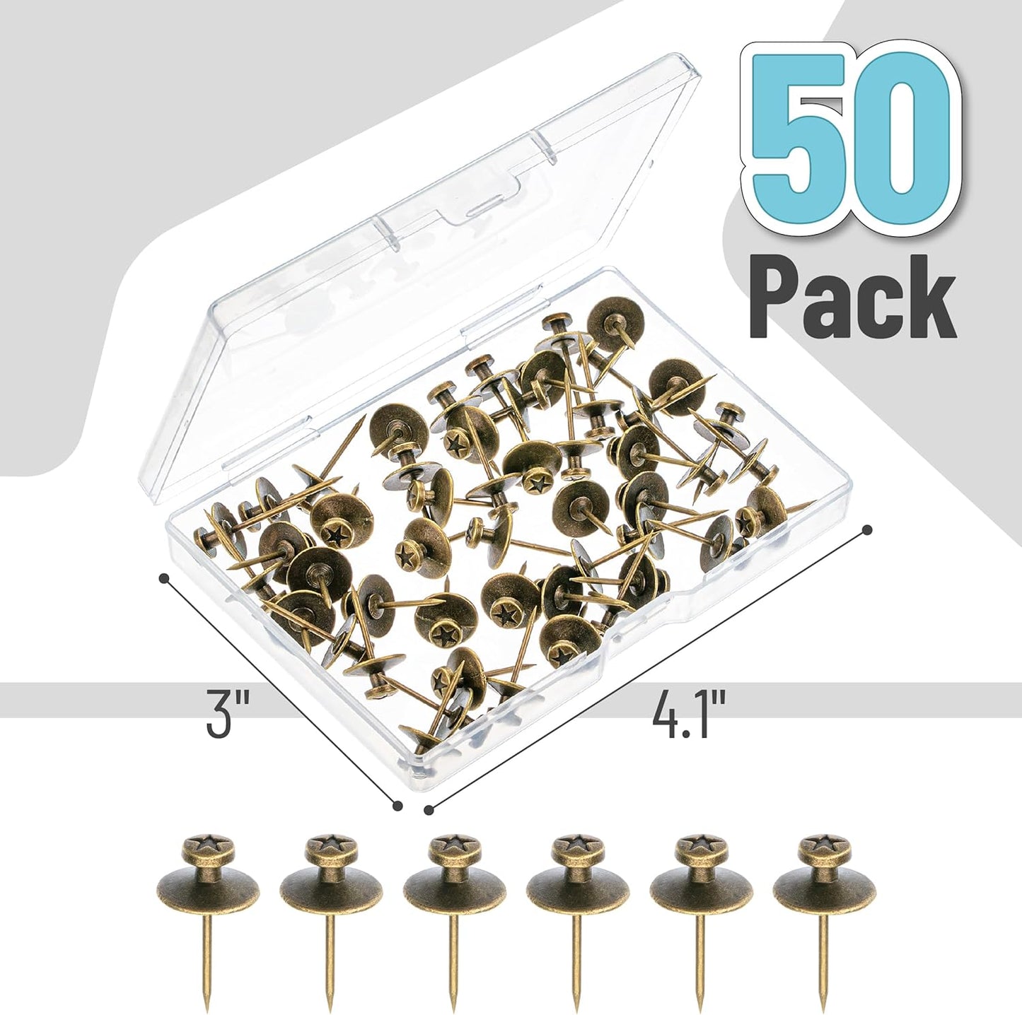 Mr. Pen- Double Headed Picture Hanging Nails, 50 Pack, Black, Push Pins for Wall