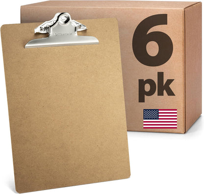 Officemate Recycled Wood Clipboard, Letter Size, 9" x 12.5" with 6" Clip, 3 Pack (83133),Brown