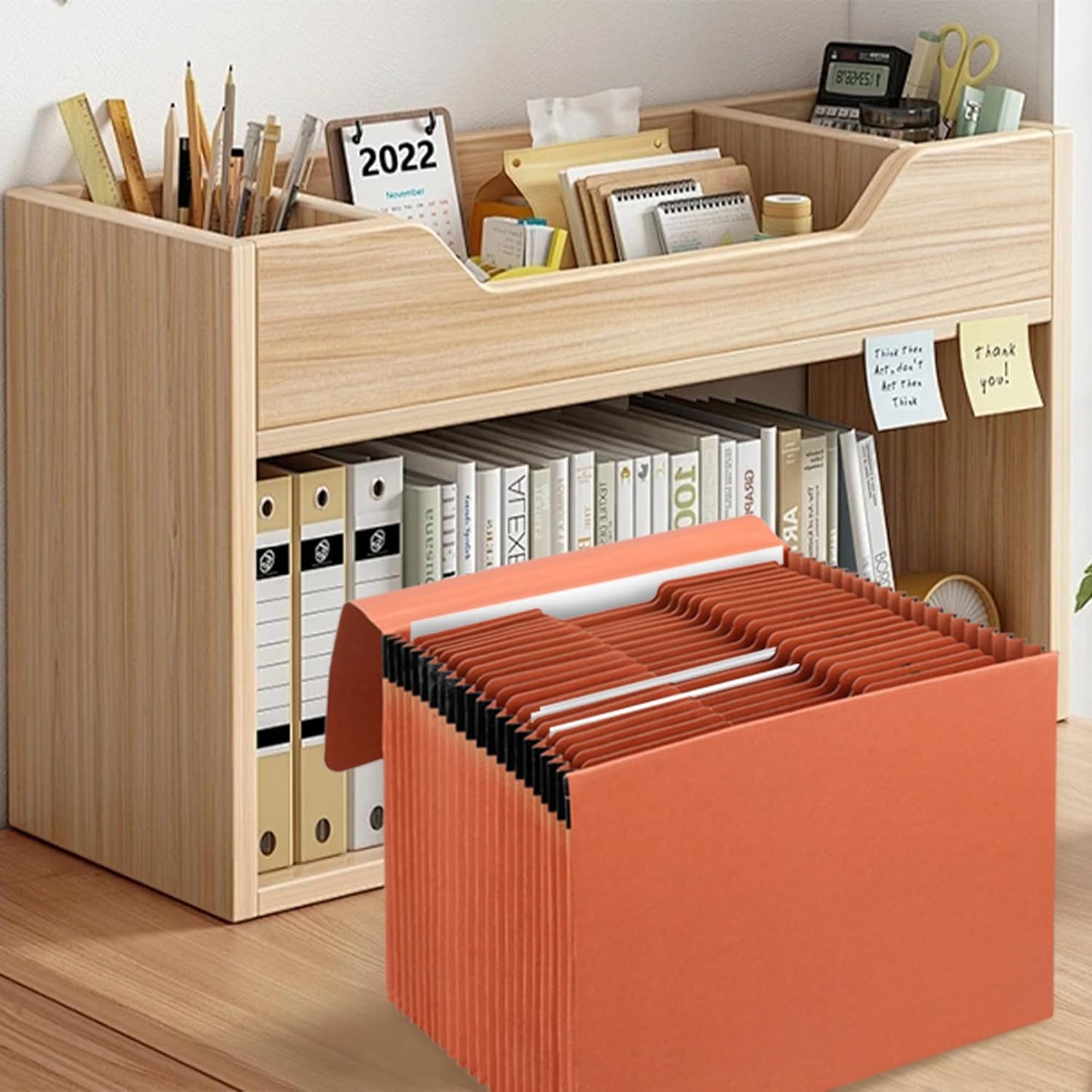 2 Packs Expanding File Folder with Flap and Cord Closure,5 Inch Expansion Accordion File Organizer,Letter Size