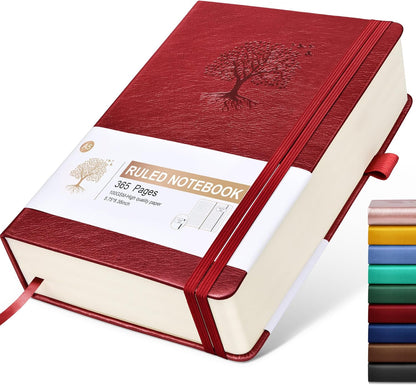 Lined Journal Notebook -365 Pages A5 Thick Journals for Writing Ruled Notebook, Hardcover Leather Journal for Women Men Daily Journal Notebook for Work, Note Taking, 100Gsm Lined Paper( 5.75'' X 8.38'' Green)