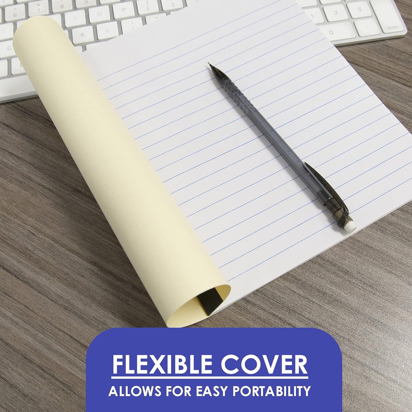 BAZIC PRODUCTS Composition Notebook Wide Ruled - 20 Sheets, Manila Color Composition Notebook with Durable Cover, Non-Spiral and Lined Paper for Journaling, School, Home, or Office, 24-Packs