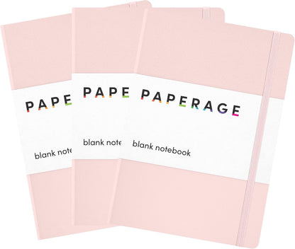 PAPERAGE Lined Journal Notebook, (Black), 160 Pages, Medium 5.6 in x 8 in - 100 GSM Thick Paper – Hardcover Journaling Notebook for Work, School & Note Taking