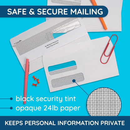 500 No. 9 Flip and Seal Double Window Security Envelopes - Designed for Quickbooks Invoices and Business Statements with Self Seal Flip Press and Seal Flap -Number 9 Size 3 7/8 Inch X 8 7/8 Inch