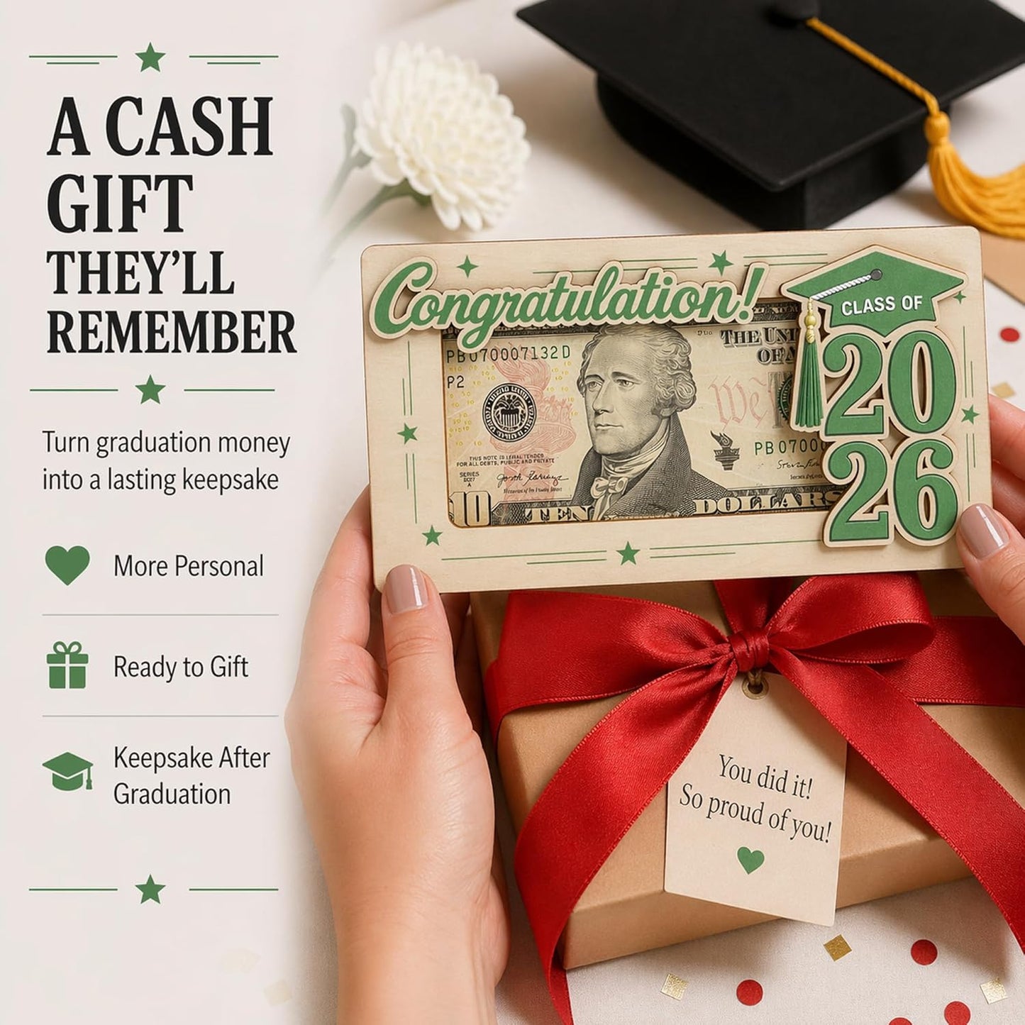 Wooden Cute Pencil Gift Card Holder 3.36x6 inches, Graduation Cash Holder for Class of 2026, Teacher Appreciation Gifts, Creative Money Gift Idea for Students, Teacher Gift, Teacher Appreciation Gifts