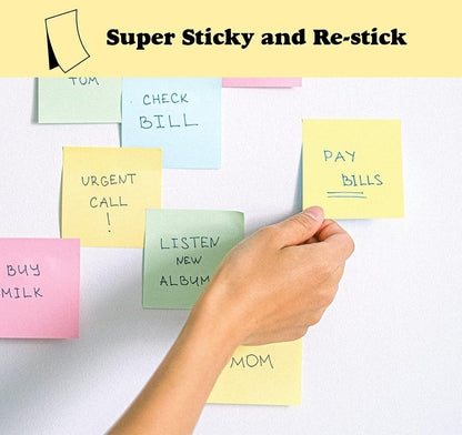 (24 Pads) Sticky Notes 3 x 3in,2400 pcs Yellow Self-Stick Notes,100 Sheets/Pad Post Pads,Clean Removal,Super Sticky Pads Easy to Post Recyclable for Office,Shool,Home,Notebook,Meeting