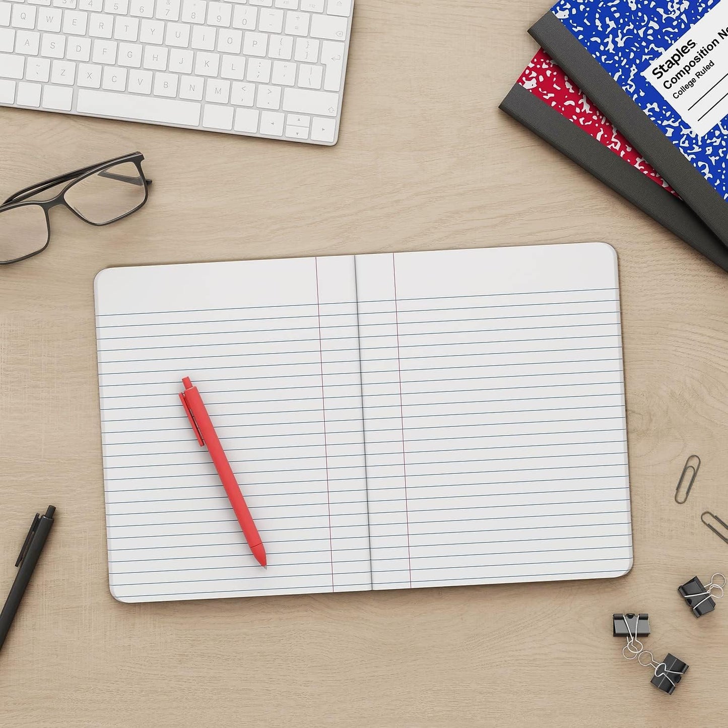 STAPLES Composition Notebook, 9.75” x 7.5”, College Ruled, 100 Sheets, Assorted Colors, 48/Carton