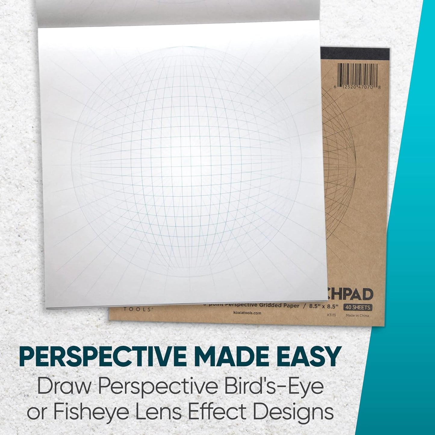 Koala Tools | Drawing Perspective (1 and 2-Point) Large Sketch Pad (1 Point - 9 x 12)