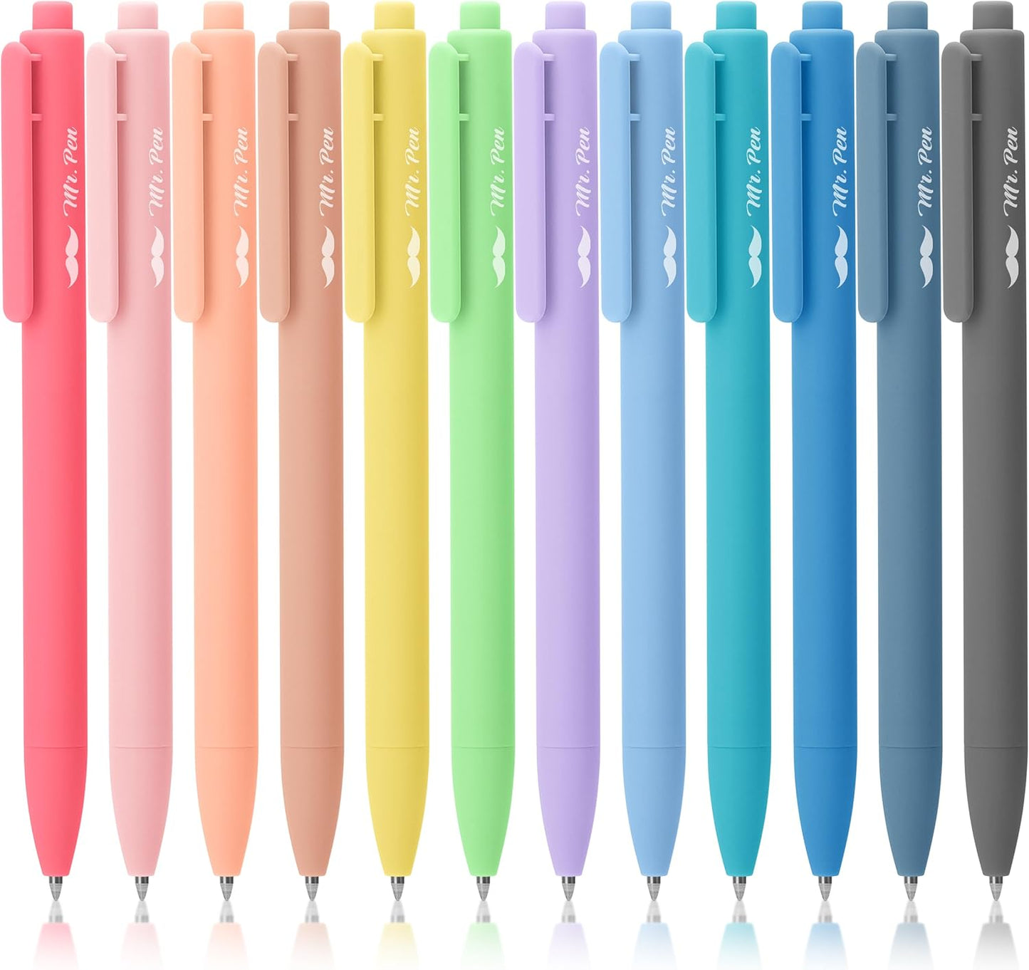 Mr. Pen- Retractable Gel Pens, 12 Pack, Colorful Ink, Fine Point 0.7mm, Fast Dry, Smooth Writing, Cute Pens for Drawing, Writing Planner and School Supplies