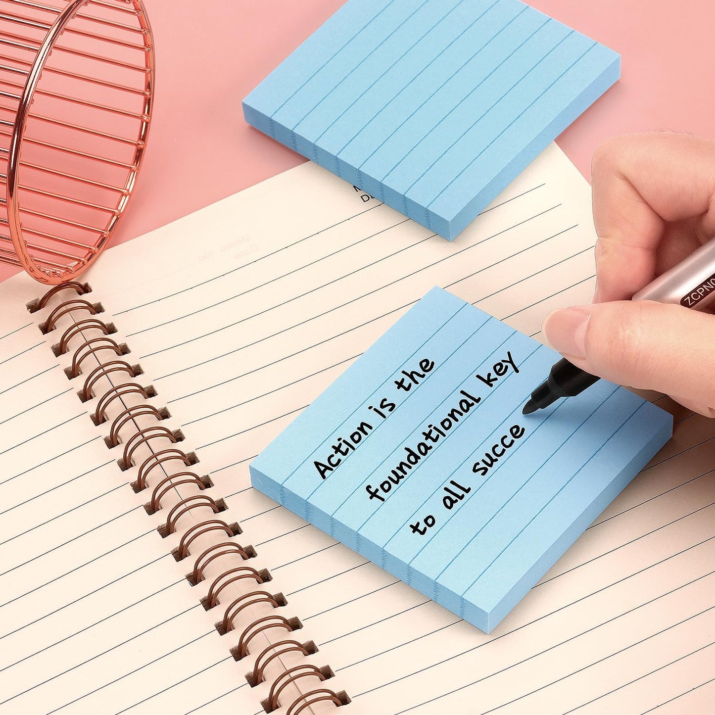 Lined Sticky Notes 3x3 Sticky Notes with Lines Self-Stick Notes Bright Color 4 Pads 90 Sheets/Pad (Pastel)