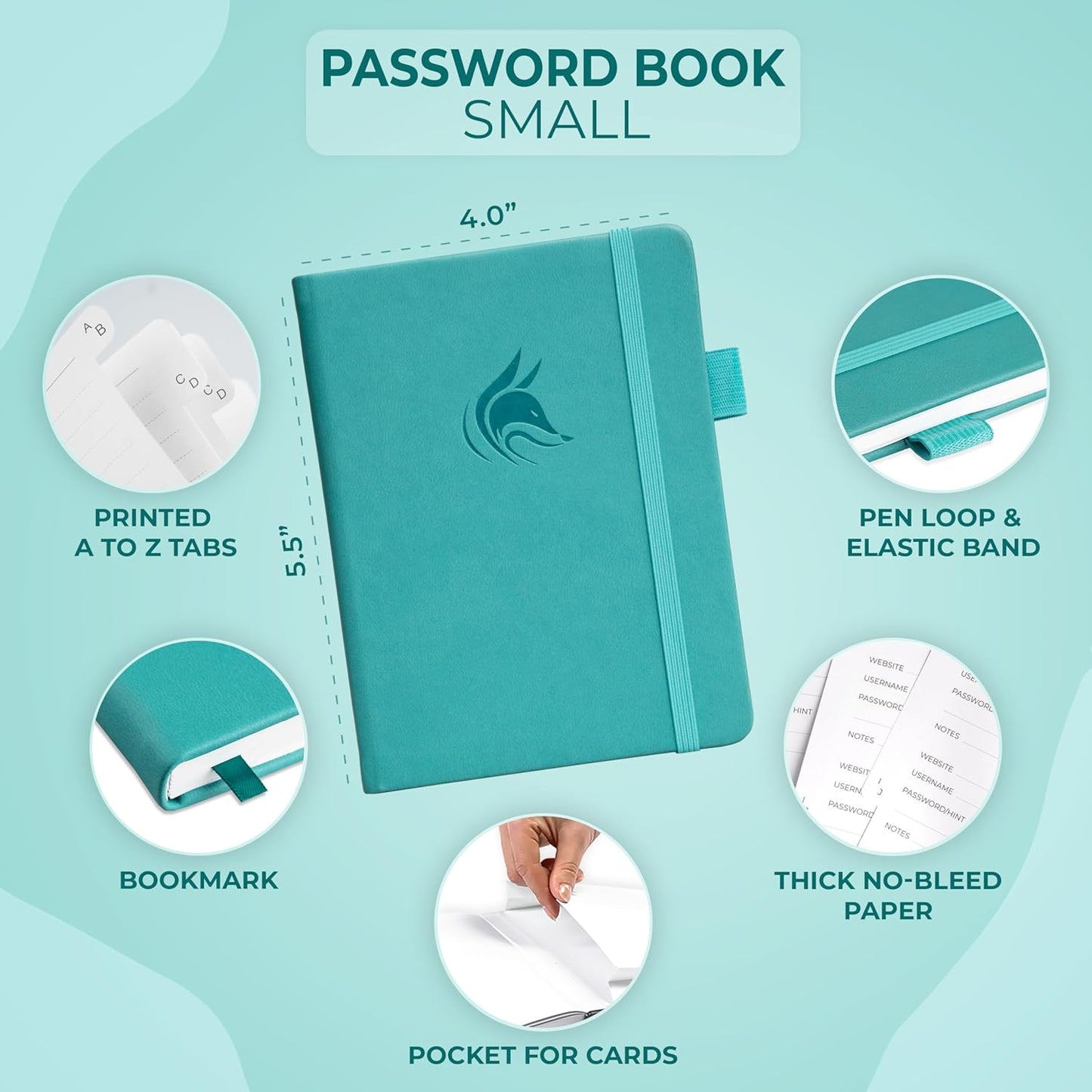Clever Fox Password Book with alphabetical tabs. Internet Address Organizer Logbook. Small Pocket Password Keeper for Website Logins (Orange)
