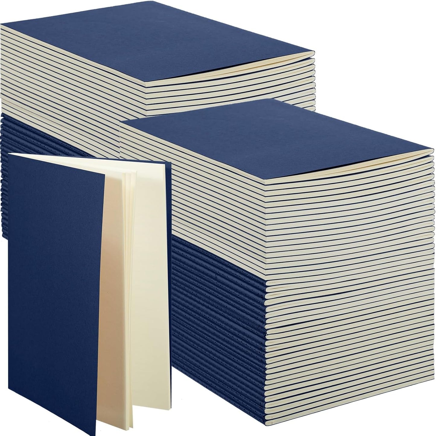 Mimorou 100 Pcs Journals Notebooks Bulk - Kraft Softcover A5 Small Notebooks 5.5 Inch x 8.3 Inch Notepads with 60 Page 30 Sheet for Writing Sketch Travel Office Supplies(Navy Blue,Lined)