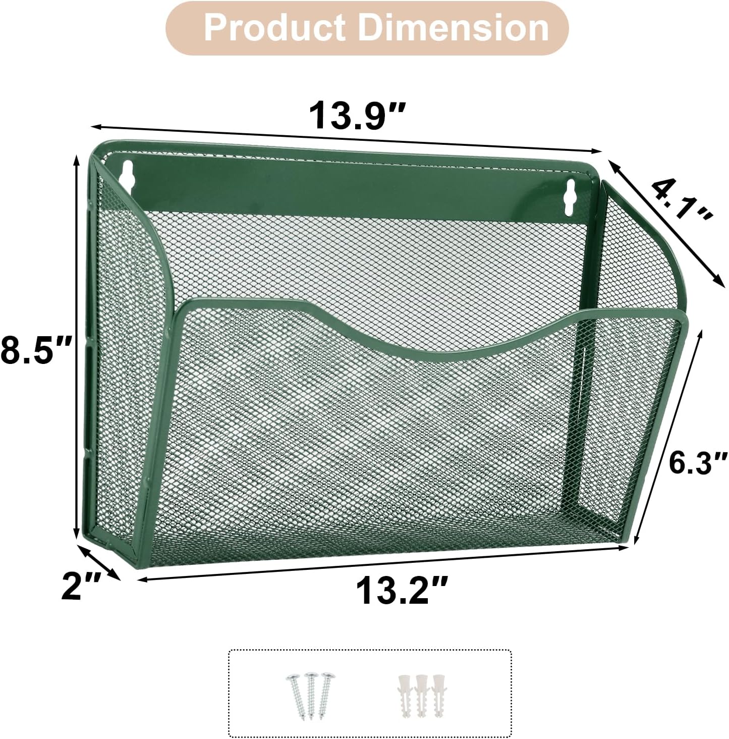 EASEPRES 3 Single Pocket Mesh Hanging File Organizer, Vertical Wall Mounted Magazine File Holder, Mount Basket Mail Paper Document Folder Organizing for Office, Home and School, Black