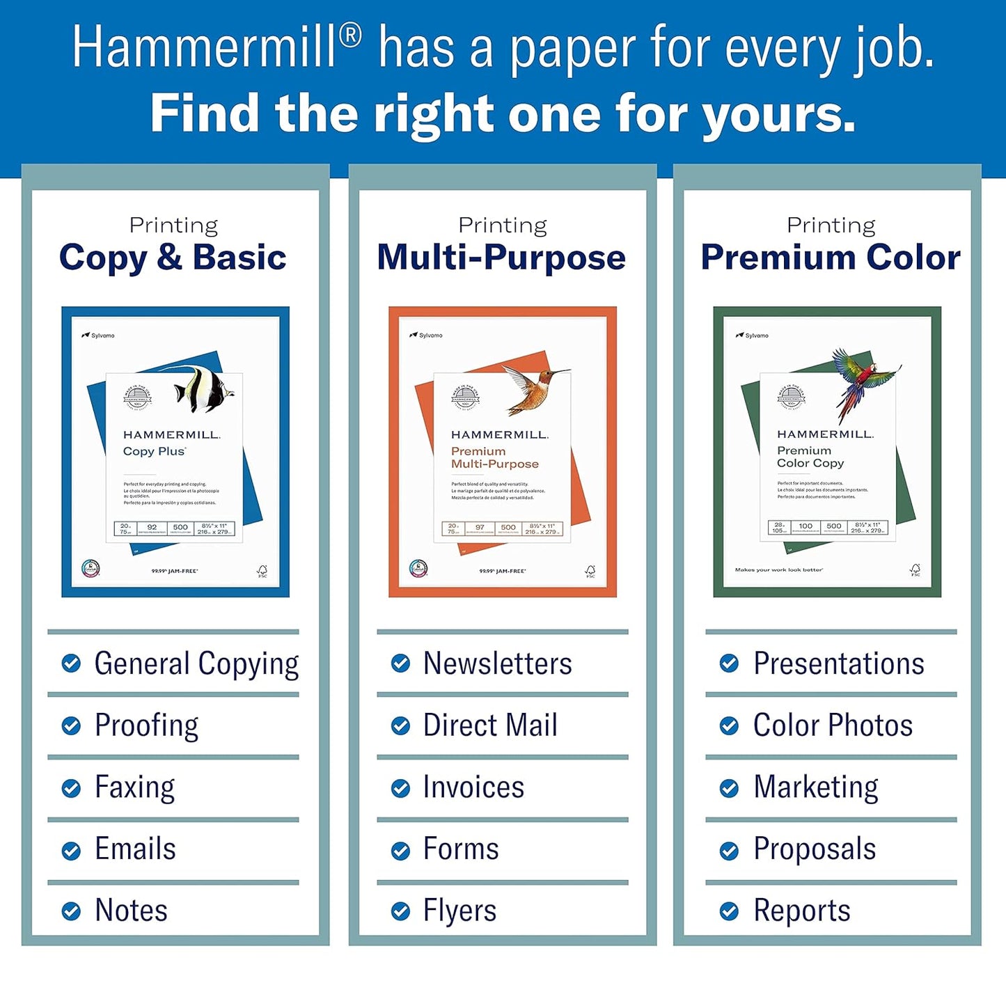 Hammermill 122549 Premium Color Copy Cover, 60 lbs., 8 1/2 x 11, Photo White, 250 Sheets