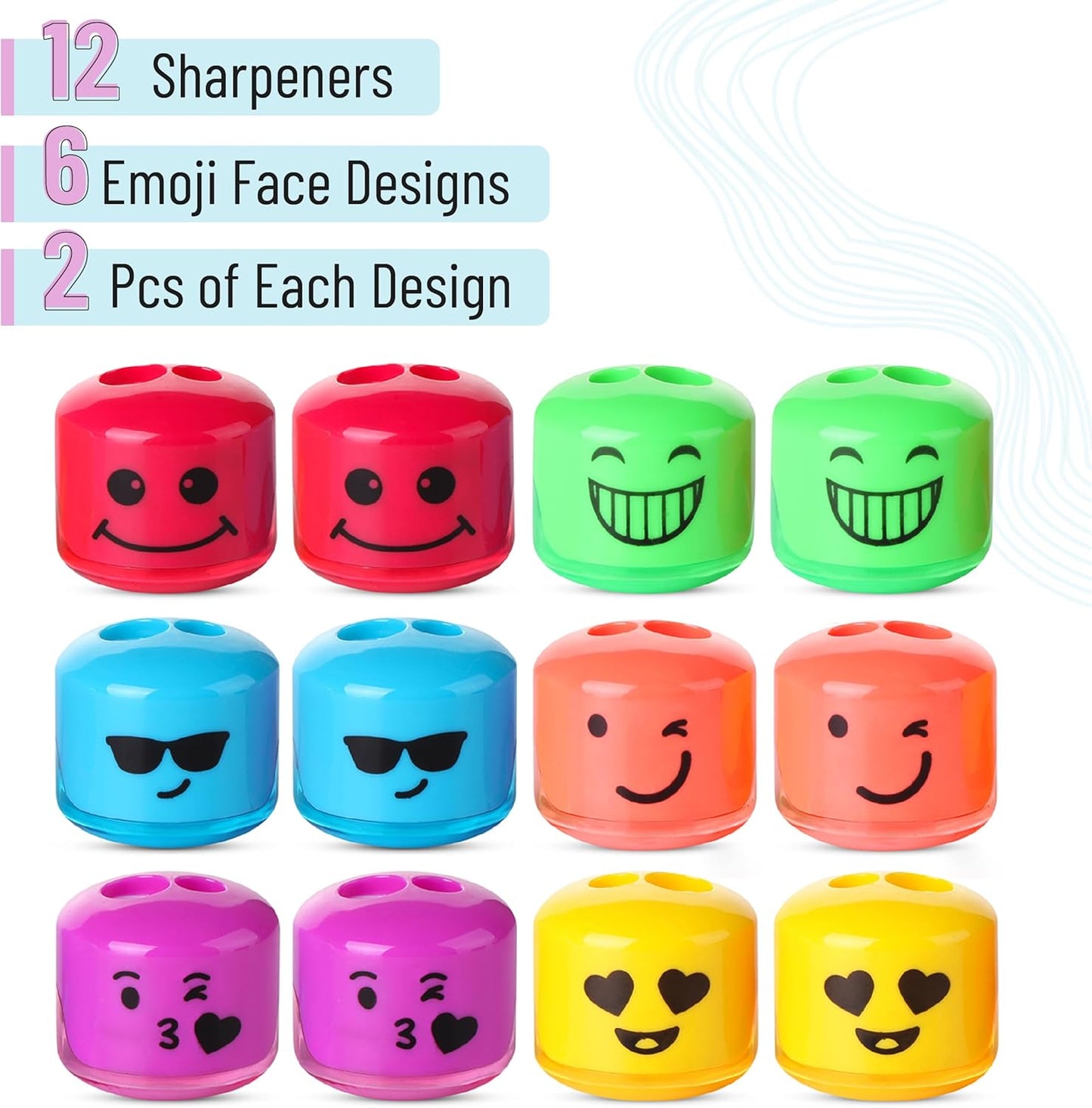 Mr. Pen- Pencil Sharpeners Manual, 48 Pack, Dual Hole, Smiley, Bulk Handheld Pencil Sharpener, Compatible with Standard and Jumbo Pencils, Snap-on Lid, Stainless Steel Blade, Back to School Supplies