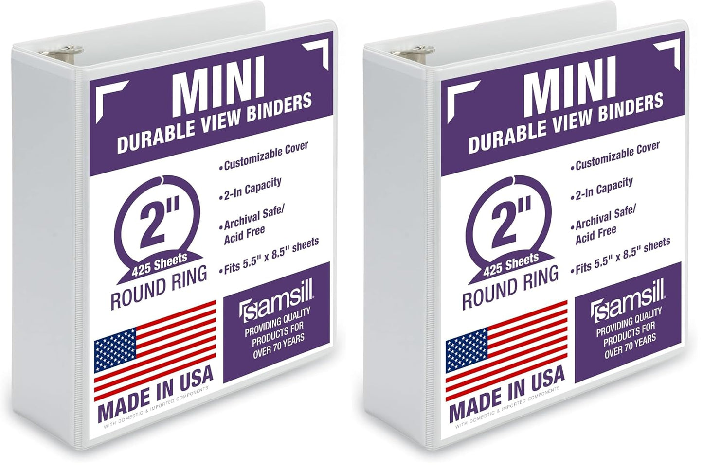 Samsill Economy 3 Ring Mini Binder, 1-Inch Round Ring Binder, Holds 100 Sheets, Black, 6 Pack (MP32300)