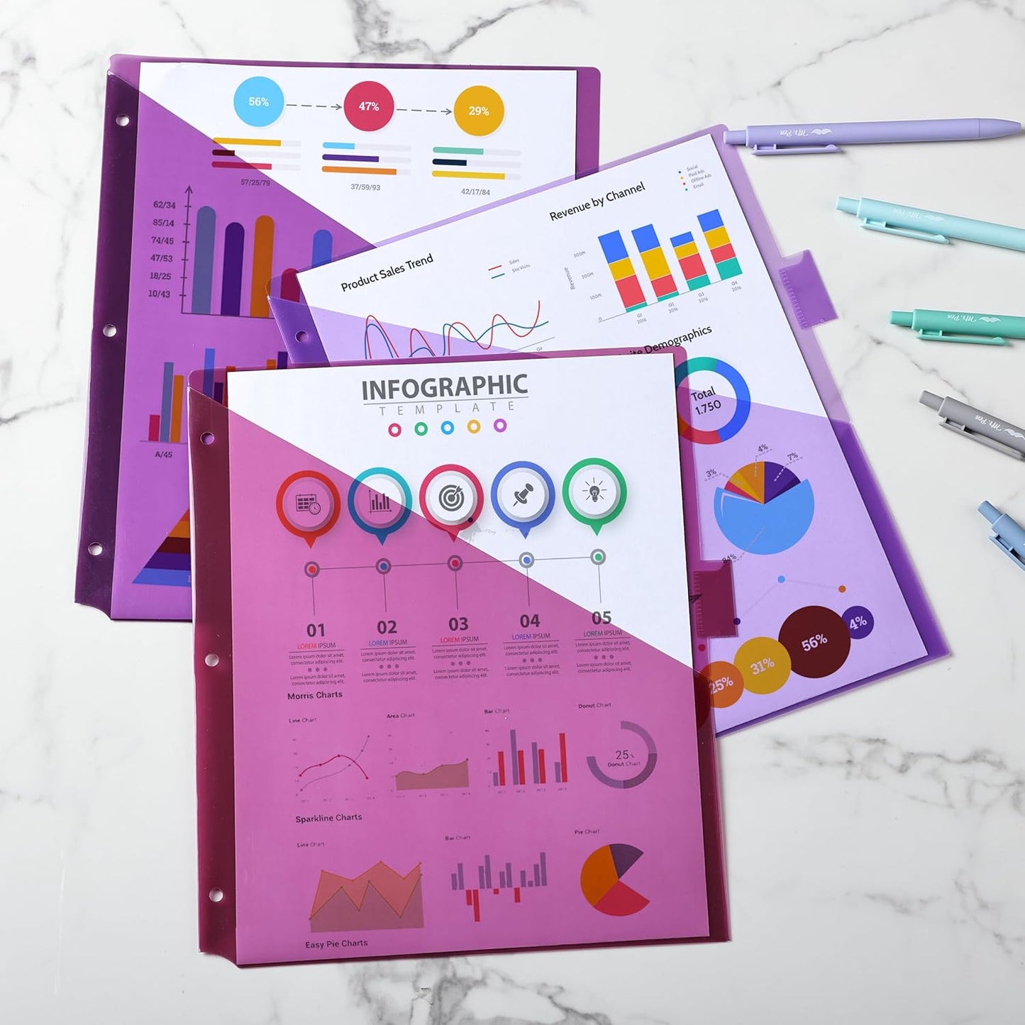 Mr. Pen- Binder Dividers with Pockets and Tabs, 1 Set, 8 Tabs/Set, Colorful, 3 Ring Binder Dividers with Tabs and Pockets on Both Sides