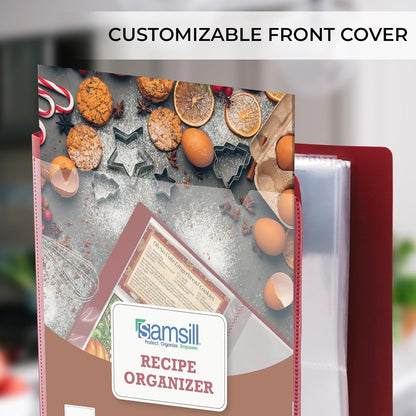 Samsill 8 Tab Recipe Dividers, Recipe Sleeves, Sheet Protector Dividers, with Tab Inserts, Clear, Super Heavyweight, Top Loading, 3 Hole Punched for Standard Letter Size Binders, Archival Safe