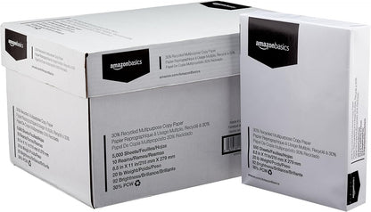 Amazon Basics 30% Recycled Multipurpose Copy & Print Paper, 8.5 x 11 Inches, 20 lb Weight, 92 Bright, White, FSC Certified, 1500 Sheets (3 Reams)