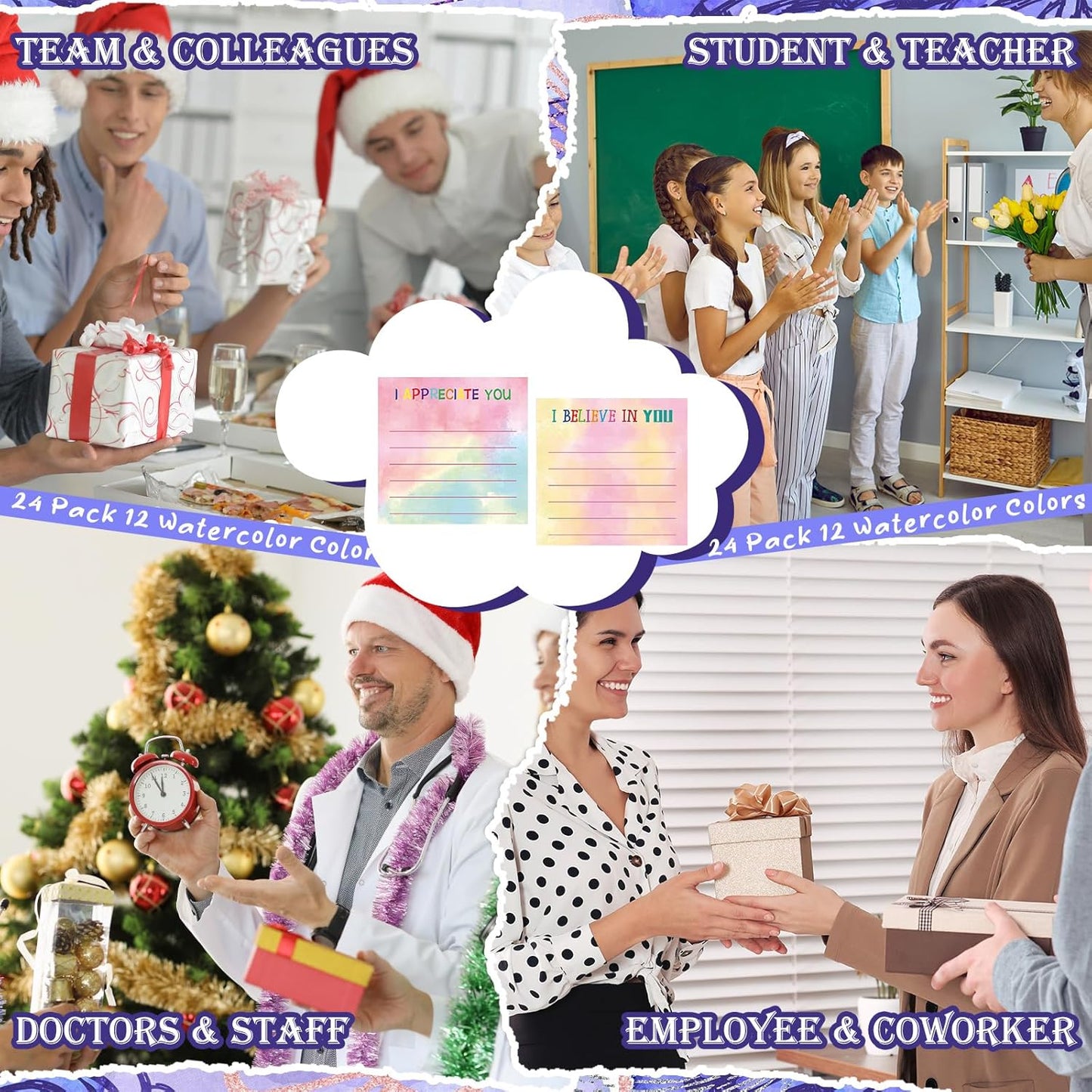Yinder 48 Pcs Inspirational Sticky Notes Cute Motivational Sticky Notes Pad End of Year Employee Appreciation Gifts Bulk for Teacher Nurse Coworkers Office Supplies 3 x 3'' (Thank You,Dark Color)