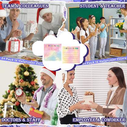 Yinder 48 Pcs Inspirational Sticky Notes Cute Motivational Sticky Notes Pad End of Year Employee Appreciation Gifts Bulk for Teacher Nurse Coworkers Office Supplies 3 x 3'' (Thank You,Dark Color)