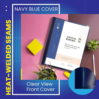Better Office Products 24 Pocket Bound Presentation Book, Blue with Clear View Front Cover, 48 Sheet Protector Pages, 8.5" x 11" Sheets, Art Portfolio, Durable Poly Covers, Letter Size, Blue
