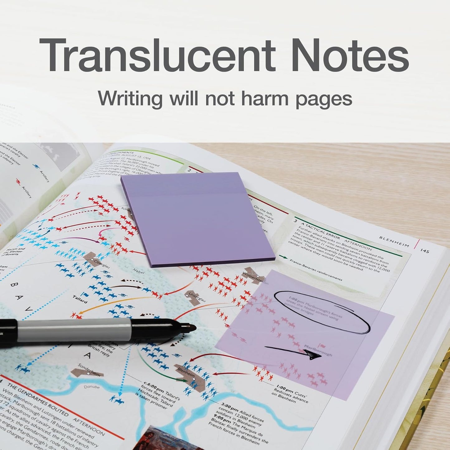 Redi-Tag Translucent Sticky Notes, Transparent Self-Stick Notes, 3" x 3", 4 Pads, 50 Notes Per Pad, 200 Sheets (1006596)