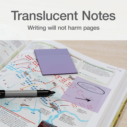 Redi-Tag Translucent Sticky Notes, Transparent Self-Stick Notes, 3" x 3", 4 Pads, 50 Notes Per Pad, 200 Sheets (1006596)