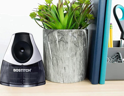 Bostitch Office Electric Pencil Sharpener for Classroom & Desk Use, Heavy-Duty Stall-Free Motor, High-Capacity Shavings Tray, Black