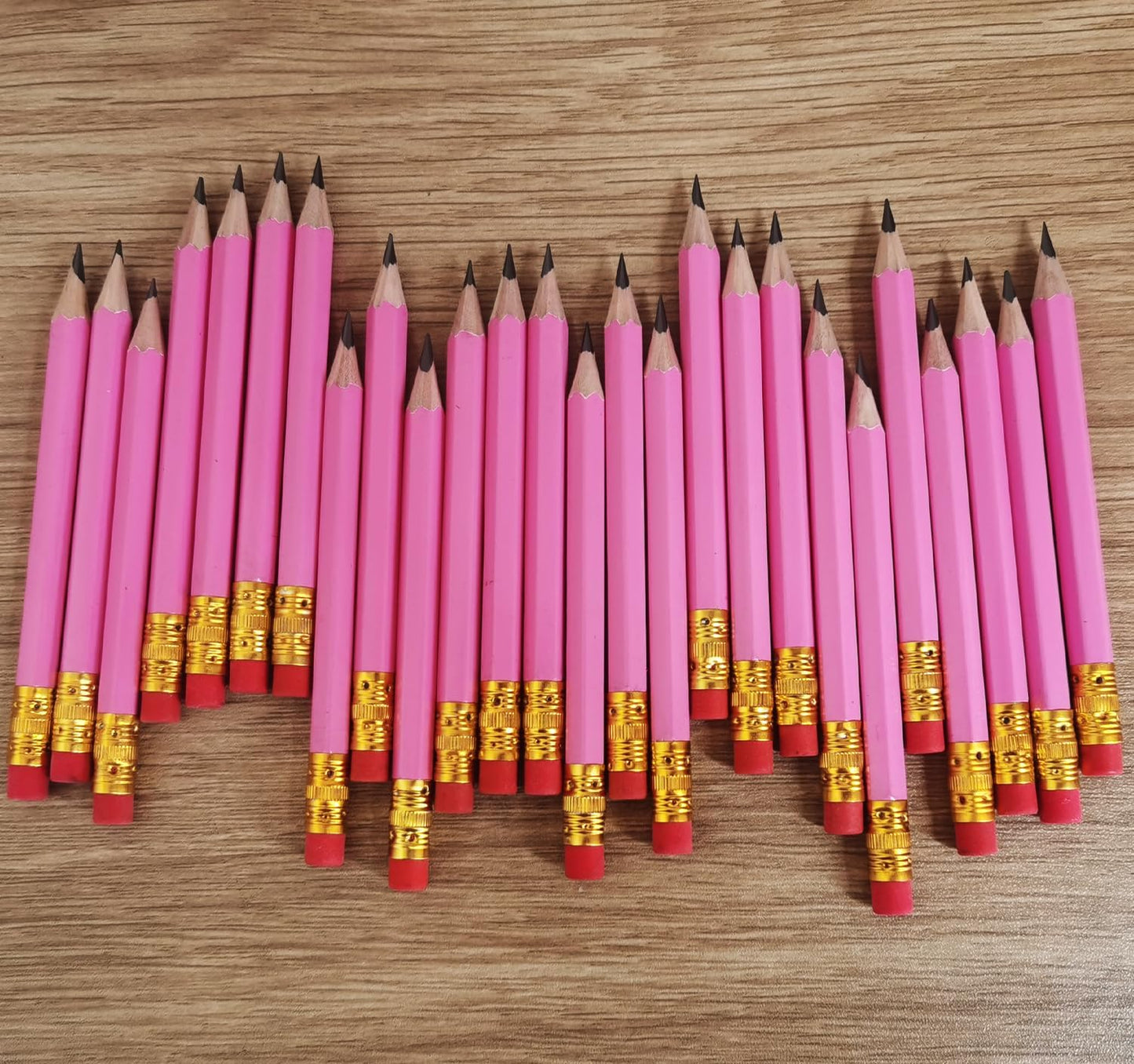 Adhere 25pcs Golf Pencils with Eraser Pre sharpened Hexagon half Wooden Pencils Graphite 2B for Golf Event Scoring,Classroom,Wedding,Company Meetings,Pew, Pocket (Nature)