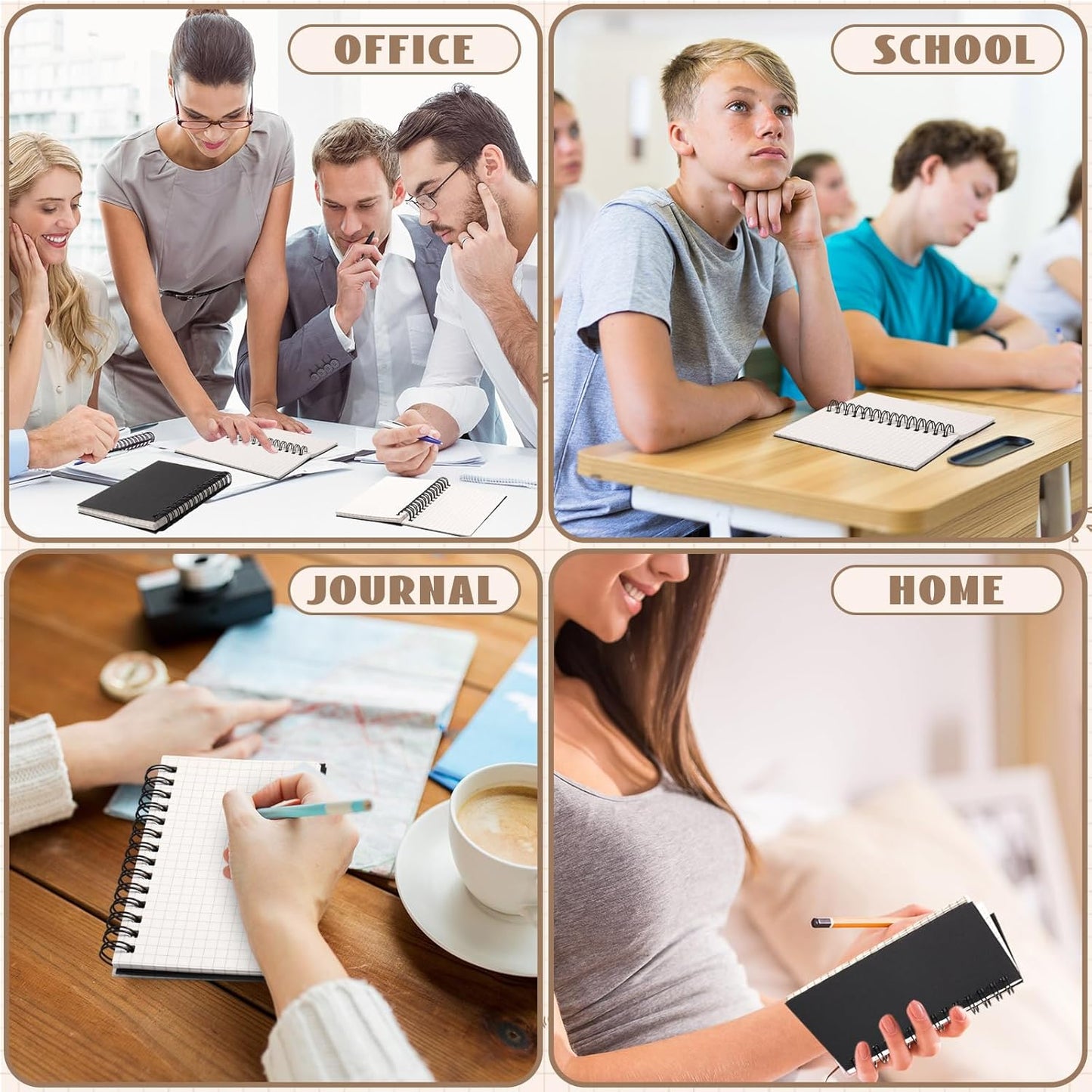 Jutom 6 Pcs Small Graph Paper Pads Notebook Mini Spiral Notebooks Grid Paper 3 x 5 Inch Pocket Notepads 120 Pages Mini Notepads for Office School Work Math Meeting (Black)