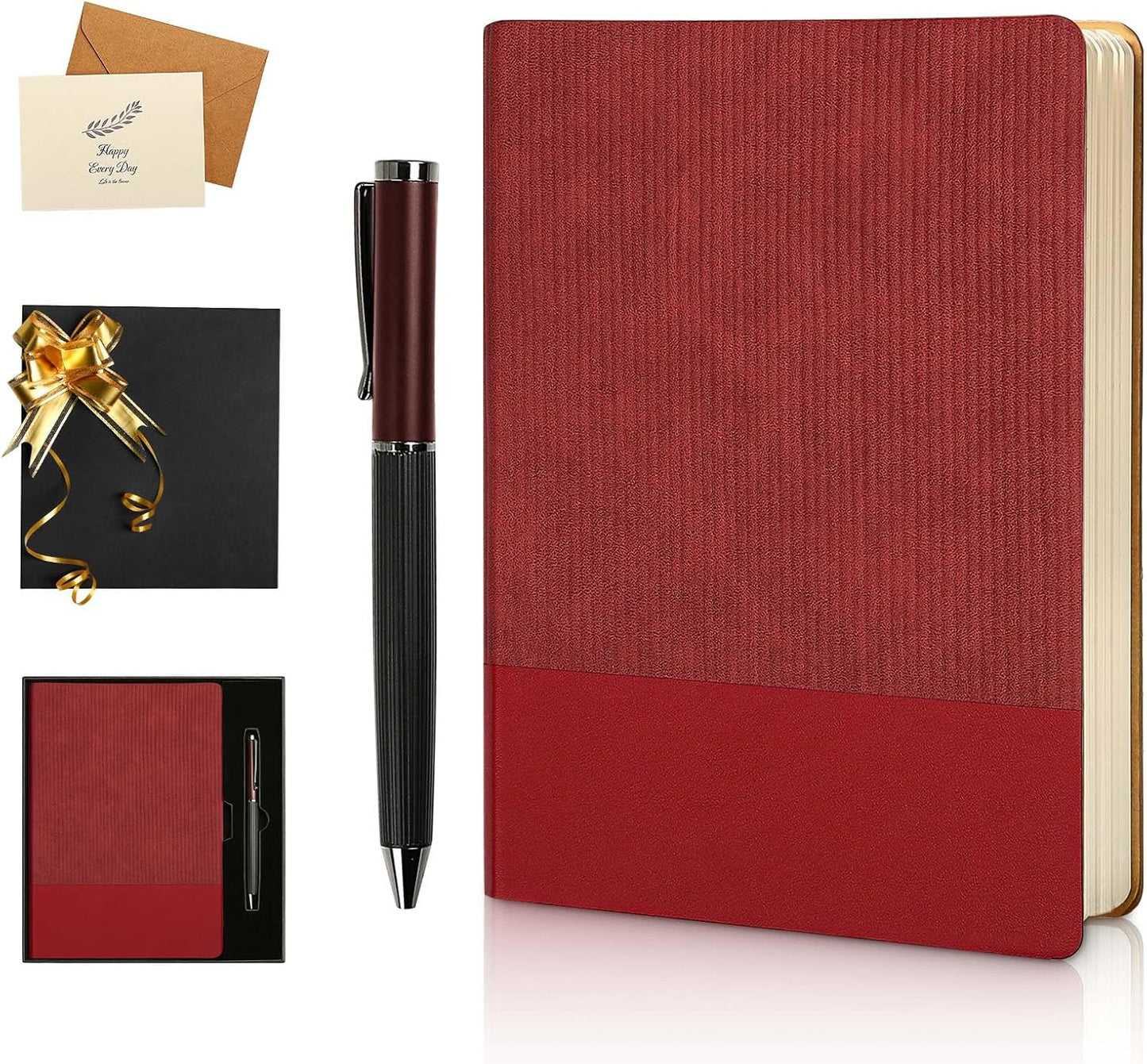 Lined Journal Notebook for Work College Ruled Note Book 5.79"x8.27"A5 PU Leather Daily Journaling 216 Pages for Women Men Writing Home School Supplies Business (Dark Green)