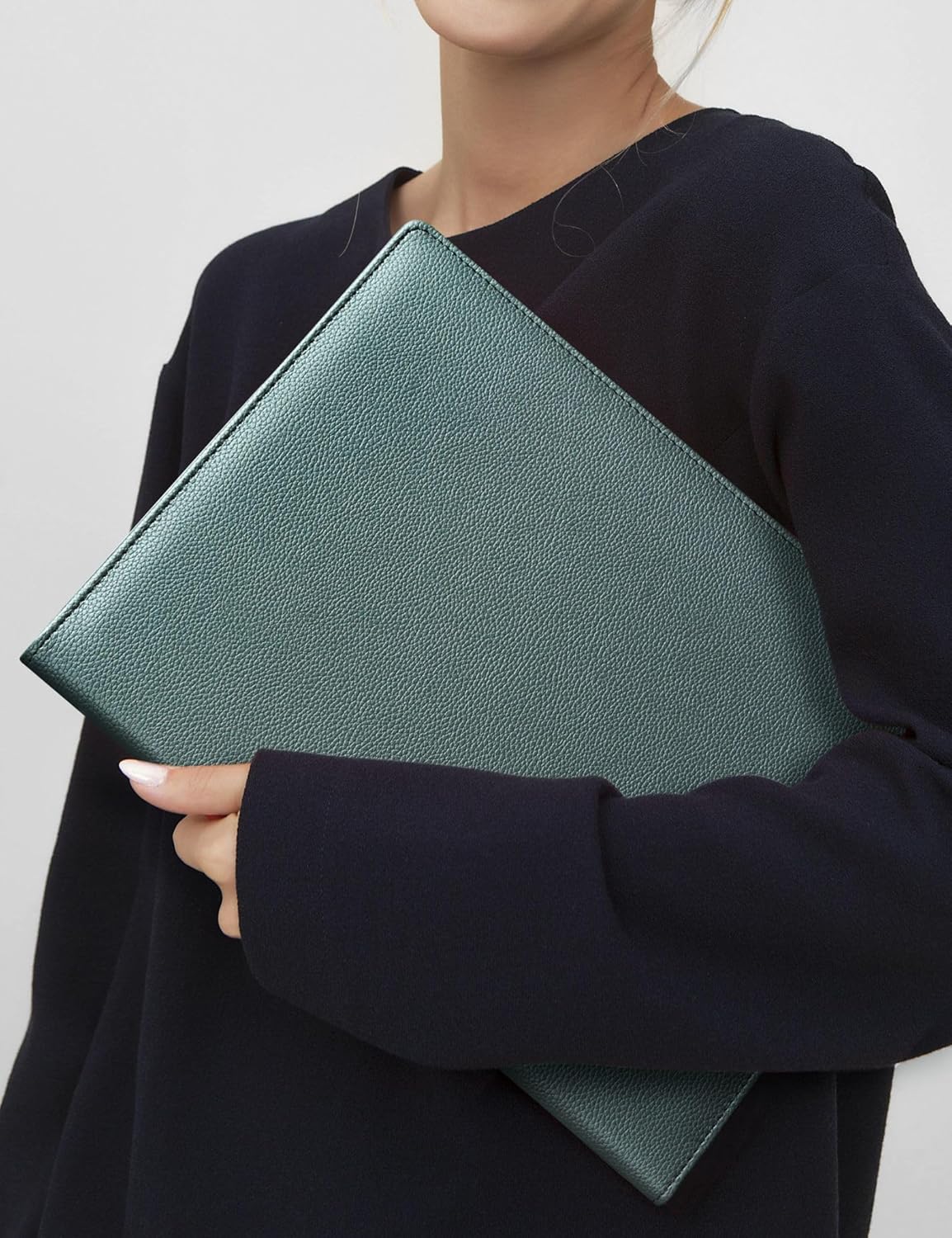 Mymazn Padfolio Portfolio Folder, Faux Leather Interview Resume Folder with Document Organizer & Business Card Holder, Letter-Sized Notepad Legal Pad Holder for Men Women (Sage Green)