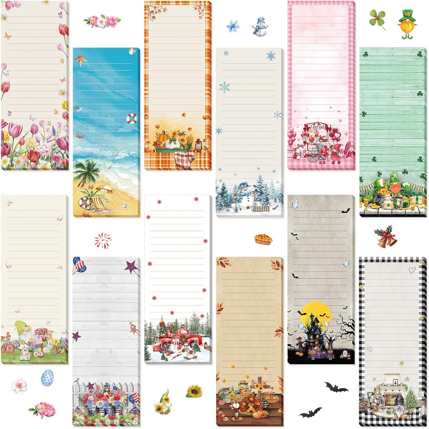 Eaasty 12 Pcs Bible Magnetic Notepads for Refrigerator Monthly Magnetic Grocery List 9 x 3.5" Magnet Memo Pads 30 Sheet Per Pad Shopping to Do List for Christian Teacher Appreciation Week Gift