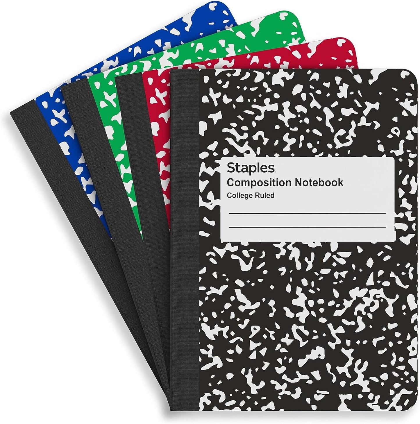 STAPLES Mini Composition Notebook, 3.25” x 4.5”, College Ruled, 80 Sheets, Assorted Colors, 6/Carton