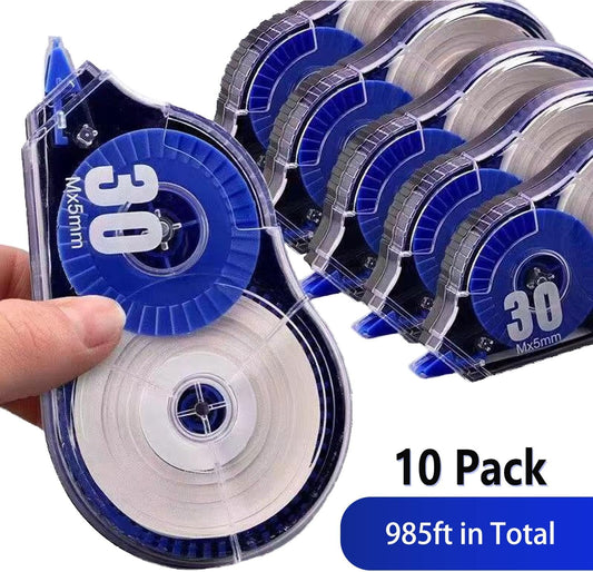 Correction Tape, 10 Pack 33Ft White Correction Tape Roll Easy-to-Use Applicator for Instant Corrections, Ideal for School, Home, and Office Supplies