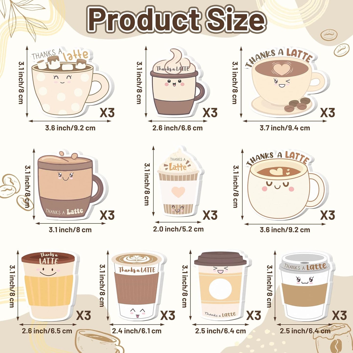 Xqumoi 30 Pack Teacher Sticky Notes - Funny Coffee Cup Self Sticky Notepads Writing Memo Pads for Teacher Appreciation Back to School Office Supplies Coffee Lover Gift Party Favors Goodies Bag Fillers