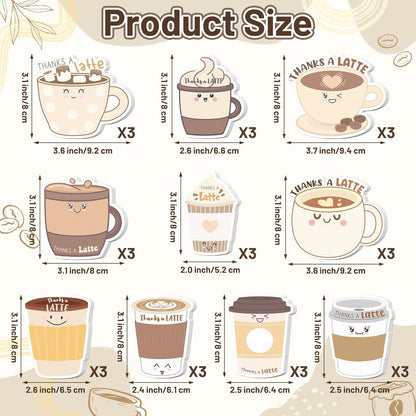 Xqumoi 30 Pack Teacher Sticky Notes - Funny Coffee Cup Self Sticky Notepads Writing Memo Pads for Teacher Appreciation Back to School Office Supplies Coffee Lover Gift Party Favors Goodies Bag Fillers