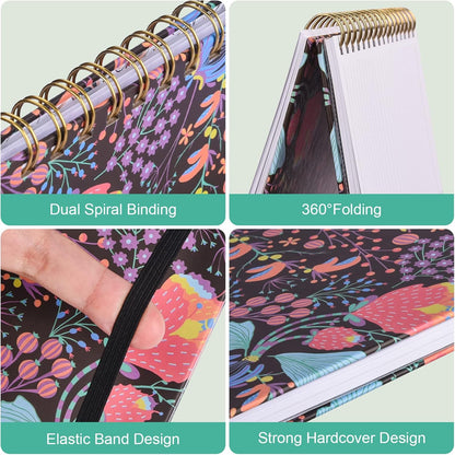 Spiral Notebook, 4 Pack A5 Lined Journal for Women, Hardcover Spiral Journal with 2 Pockets, College Ruled Notebooks, Cute Notebook for Office, School Supplies, Gifts (160 Pages, 6.3" x 8.46")