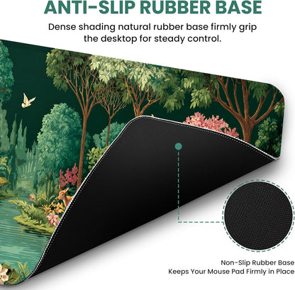 Large Mouse Pad for Desktop, Cute Desk Mat Pad Protector for Work & Gaming, Aesthetic Pretty Anti-Slip Laptop Blotter Cover for Office School Home Supplies, Wildflowers, 31.5" x 11.8"
