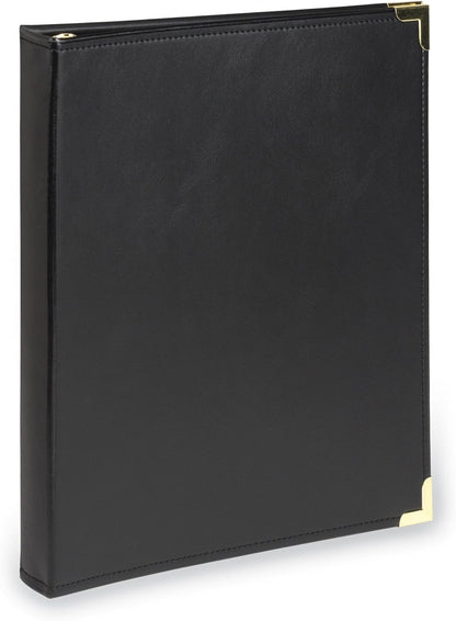 Samsill Classic Collection Leather 3 Ring Binder, Executive Presentation Portfolio, 0.5 Inch (Holds 100 Sheets), Brass Round Ring, Burgundy